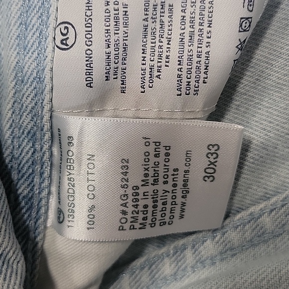 AG Adriano Goldschmeid Size 30x33 Light Wash Straight Leg Jeans, Exc. Used Cond. - Picture 10 of 14